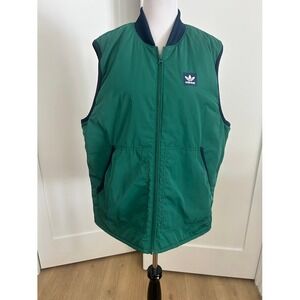 Adidas Men Meade Skateboarding Vest Green Logo Full Zip XL